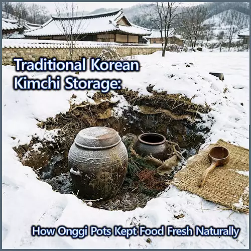 traditional Korean kimchi storage using onggi pots underground